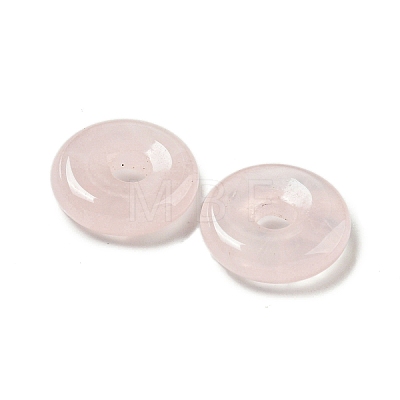 Natural Rose Quartz Donut/Pi Disc Charms G-G142-01B-1
