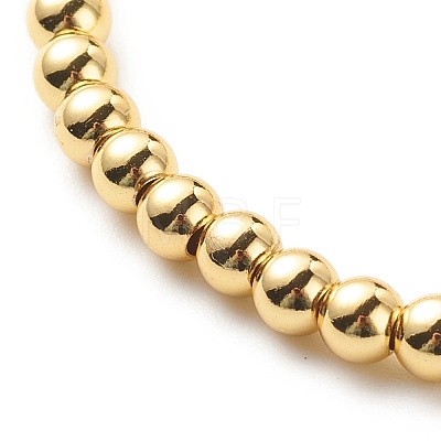Brass Round & Shell Flower Beaded Stretch Bracelet for Women BJEW-JB08604-1