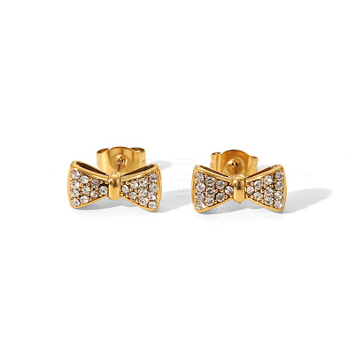 Elegant 304 Stainless Steel Bowknot Stud Earrings HU4691-1