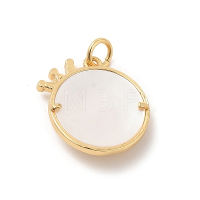Brass Clear Cubic Zirconia with Shell Pendants KK-G450-02G-11-1