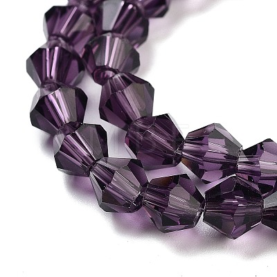 Purple Color Faceted Bicone Glass Beads Strands X-GLAA-S026-6mm-03-1