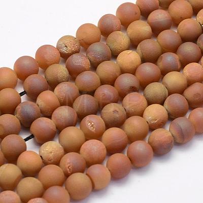 Electroplate Natural Druzy Agate Beads Strands G-G708-6mm-M-1