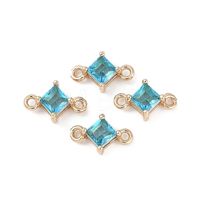 Brass Pave Glass Rhombus Links Connector Charms GLAA-Q088-001C-1