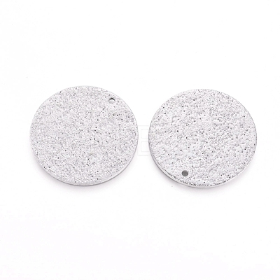 Tarnish Resistant 304 Stainless Steel Textured Pendants STAS-I098-01-25mm-P-1
