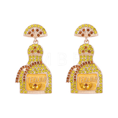Zinc Alloy Rhinestone Dangle Stud Earrings FS-WG8FD93-03-1