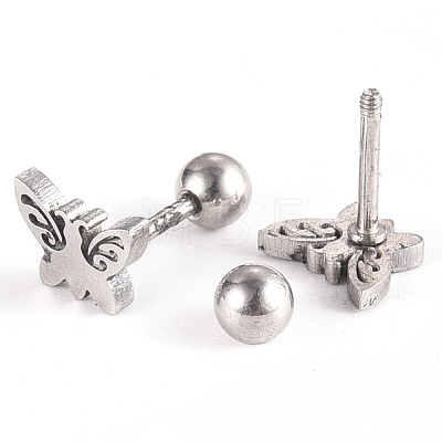 Tarnish Resistant 201 Stainless Steel Barbell Cartilage Earrings EJEW-R147-20-1