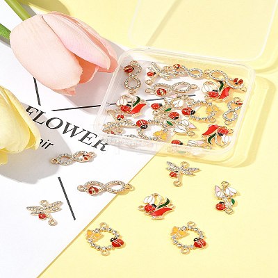 24Pcs 6 Styles Alloy Enamel Links Connector Charms ENAM-FS0002-91-1