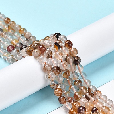 Natural Yellow Hematoid Quartz/Golden Healer Quartz Beads Strands G-P497-02A-02-1