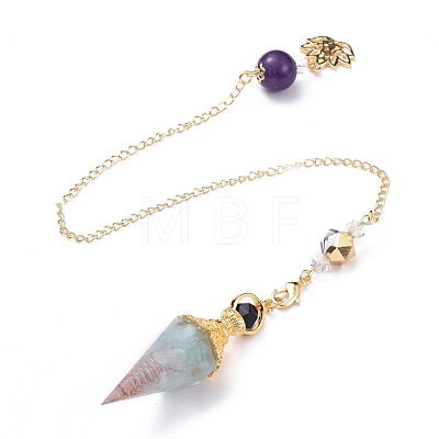 Resin Hexagonal Pointed Dowsing Pendulums(Brass Finding and Gemstone Inside) G-L521-A05-1