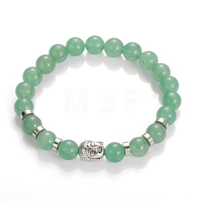 Buddha Head Gemstone Beaded Stretch Bracelets BJEW-JB01864-02-1