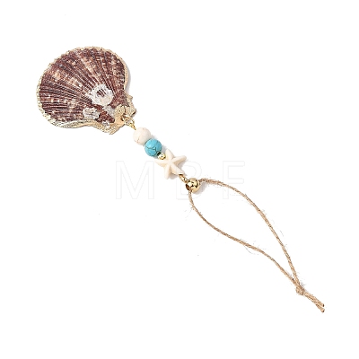 Electroplate Sea Shell Pendant Decorations HJEW-JM04567-1