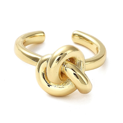 Rack Plating Brass Knot Open Cuff Rings for Women RJEW-Q777-06G-1