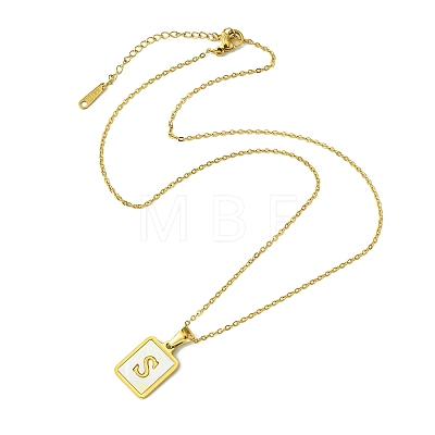 Ion Plating(IP) Rectangle with Initial Letter 304 Stainless Steel Pendant Necklace X-NJEW-R265-04G-S-1