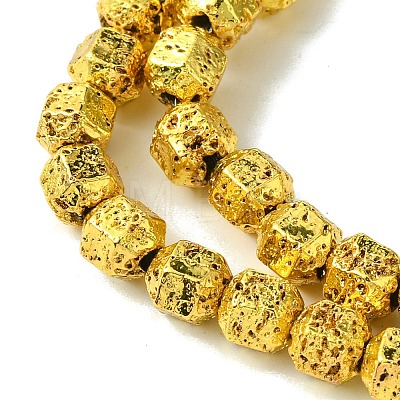 Electroplated Natural Lava Rock Beads Strands G-I360-N01-01-1