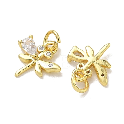 Brass Micro Pave Clear Cubic Zirconia with Glass Charms CU-CBA6E4E-16G-1