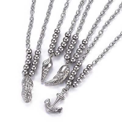 304 Stainless Steel Pendant Necklaces NJEW-O113-04P-1