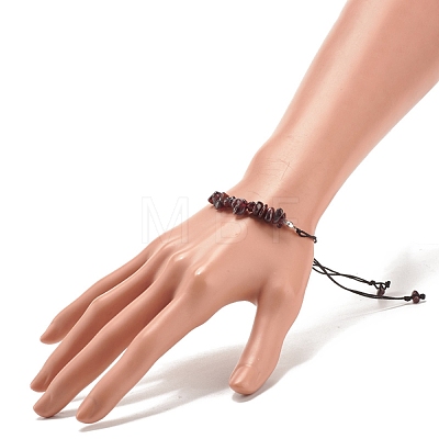 Natural Garnet Chips Braided Bead Bracelet BJEW-JB08019-12-1