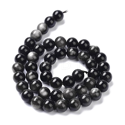 Natural Silver Obsidian Beads Strands X-G-D083-01B-1