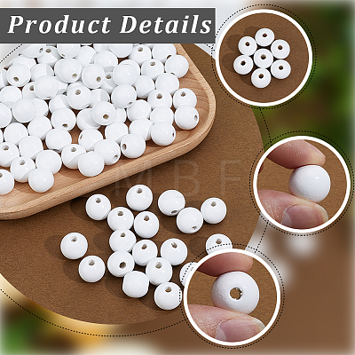 150Pcs Spray Painted Round Natural Schima Wood Beads WOOD-PA0001-69A-1
