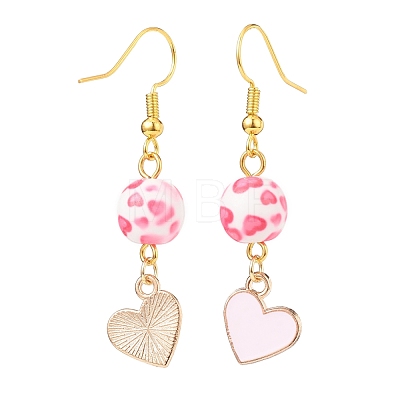 Alloy Enamel Heart with Resin Beaded Pendant Necklace Dangle Earrings SJEW-JS01249-1