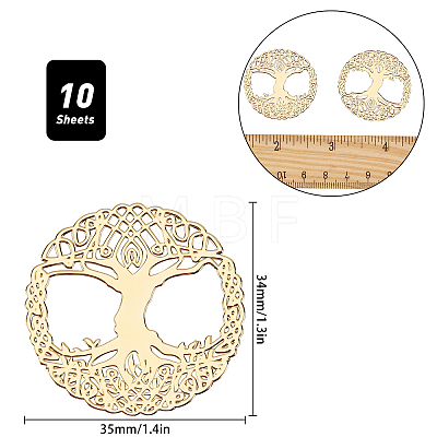 10 Sheets Tree Of Life Self Adhesive Brass Stickers DIY-SC0015-25G-1