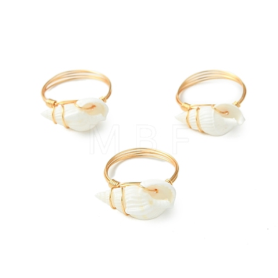 Natural Spiral Shell Finger Rings RJEW-TA00167-1