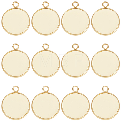 40Pcs 304 Stainless Steel Pendant Cabochon Settings STAS-BBC0006-24B-G-1
