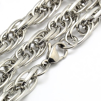Fashionable 304 Stainless Steel Rope Chain Necklaces for Men STAS-A028-N048P-L-1