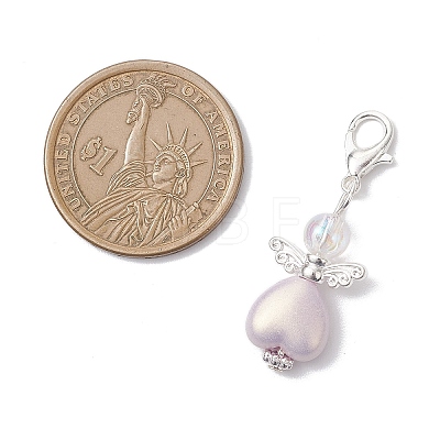 Opaque Acrylic Heart Angel Pendant Decorations HJEW-JM04526-1