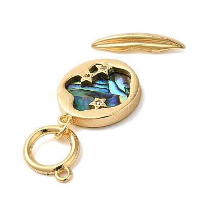 Brass Toggle Clasps with Paua Shell KK-N254-72G-1