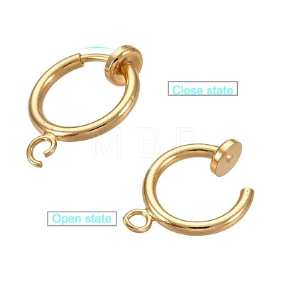 Brass Clip-on Hoop Earring Findings KK-P102-01G-1