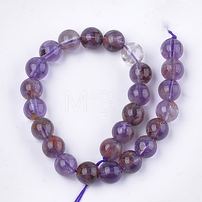 Natural Purple Lodolite Quartz Beads Strands X-G-S333-8mm-030-1