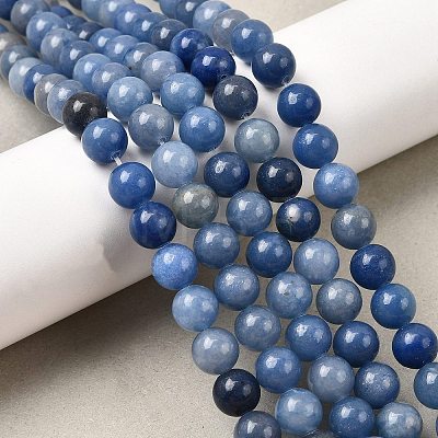 Dyed & Heated Natural Blue Aventurine Round Beads Strands G-N0120-08-8mm-1