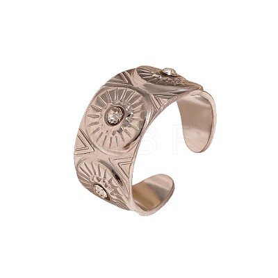 304 Stainless Steel Rhinestone Open Cuff Rings WG2F424-02-1