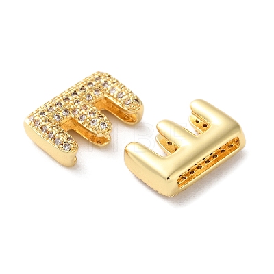 Rack Plating Brass Micro Pave Cubic Zirconia Slide Charms KK-C084-34G-E-1