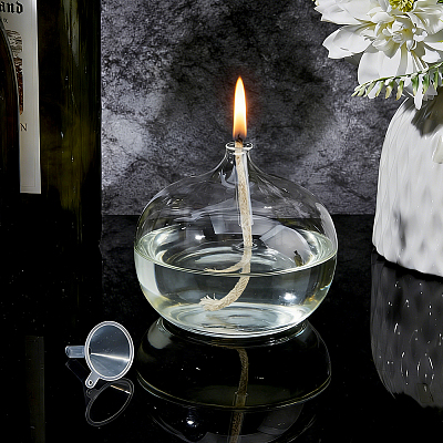 Transparent Glass Candle Holders with Candle Wick DIY-WH0308-996C-1