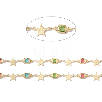 Handmade Eco-friendly Brass Square & Star Link Chain CHC-E025-14G-1