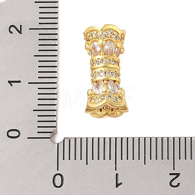 Rack Plating Brass Micro Pave Clear Cubic Zirconia Screw Clasps KK-S384-24G-02-1