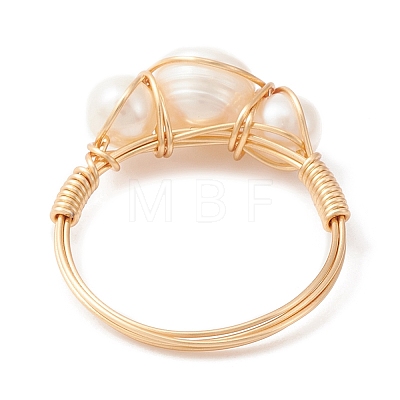 Natural Pearl Finger Ring RJEW-JR00581-1