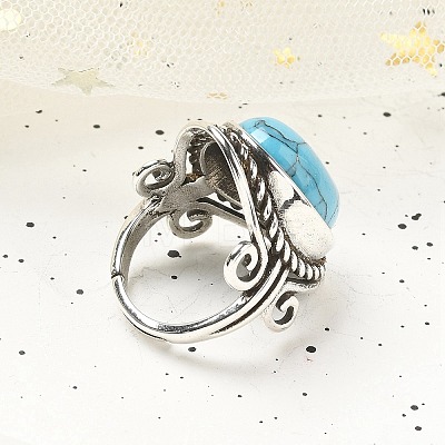 Synthetic Turquoise Adjustable Rings RJEW-I108-01AS-15-1