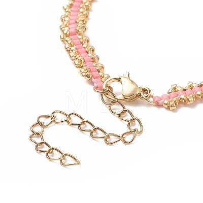 Glass Seed Braided Beaded Bracelet with 304 Stainless Steel Clasp for Women BJEW-JB09169-1