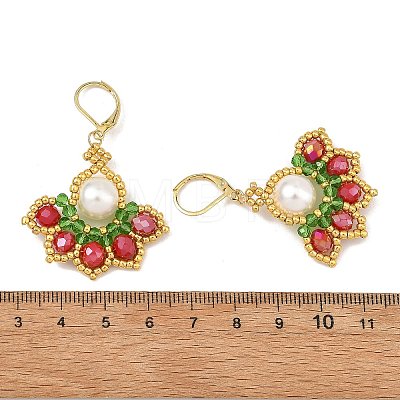 Christmas 304 Stainless Steel with Glass Seed Beads Levreback Earrings EJEW-MZ00822-1