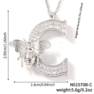 Brass Micro Pave Clear Cubic Zirconia Pendant Necklaces FS-WG7BC7F-03-1