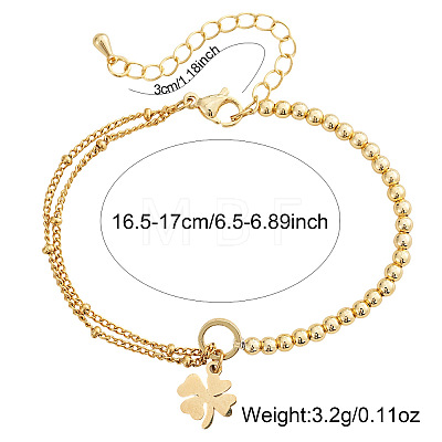 Four Leaf Clover 304 Stainless Steel Charm Bracelets UY0745-2-1
