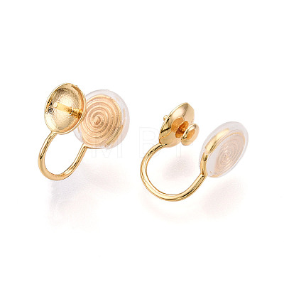 Brass Micro Pave Cubic Zirconia Clip-on Earring Findings KK-N261-122A-G-1