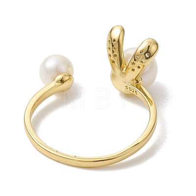 Natural Pearl Finger Rings RJEW-P113-17G-1