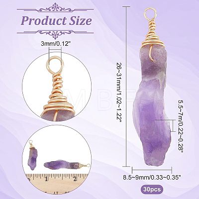 30Pcs Raw Rough Natural Amethyst Pendants FIND-FH0004-86-1