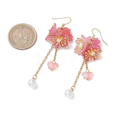 Flower Acrylic Dangle Earrings EJEW-JE06924-1