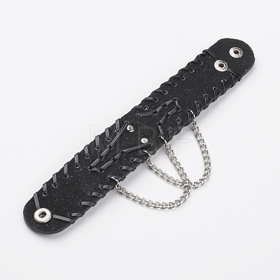 Punk Rock Style Cowhide Leather Rivet Bracelets BJEW-D438-24B-1