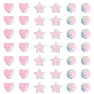 120Pcs 3 Styles Crackle Opaque Acrylic Beads OACR-TA0004-77-1